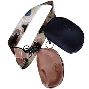 Aglod Mini Coin Purses Brown and Black with One Animal Print Removable Strap